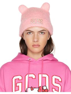 GCDS SSENSE Exclusive Pink Teddy Ear Beanie