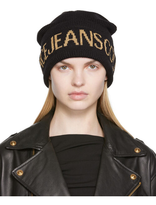 Versace Jeans Couture Black & Gold Logo Beanie