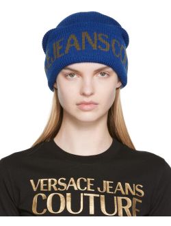 Jeans Couture Blue Logo Beanie