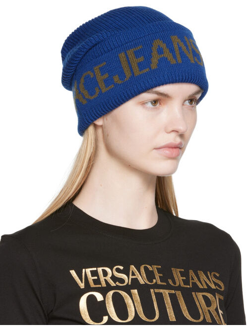 Versace Jeans Couture Blue Logo Beanie