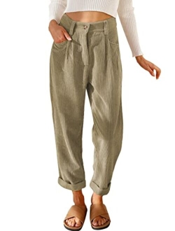 Acelitt Womens High Waisted Straight Leg Corduroy Pants with Pockets, XS-XL