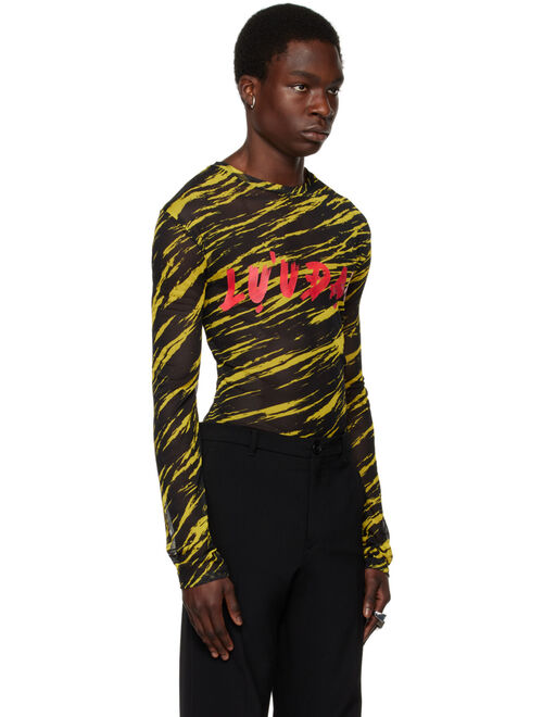 LU'U DAN Black & Yellow Psychedelic Tiger Long Sleeve T-Shirt
