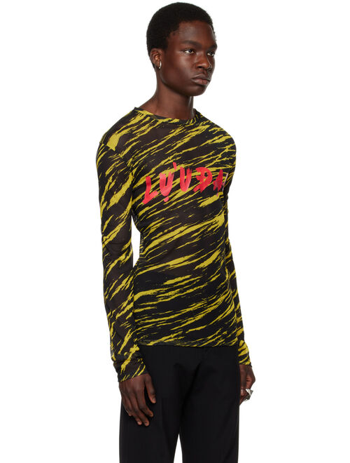 LU'U DAN Black & Yellow Psychedelic Tiger Long Sleeve T-Shirt