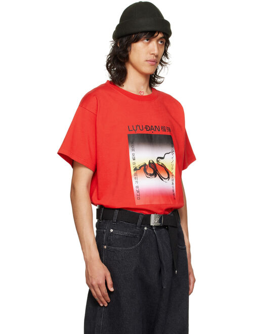 LU'U DAN Red Twilight Serpent Oversized Concert T-Shirt