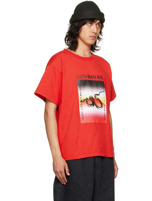 LU'U DAN Red Twilight Serpent Oversized Concert T-Shirt