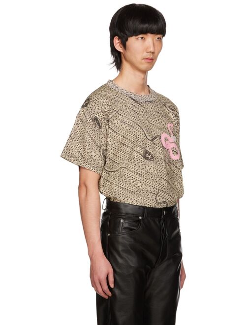 LU'U DAN SSENSE Exclusive Beige Snake Oversized Concert T-Shirt