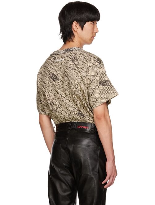 LU'U DAN SSENSE Exclusive Beige Snake Oversized Concert T-Shirt