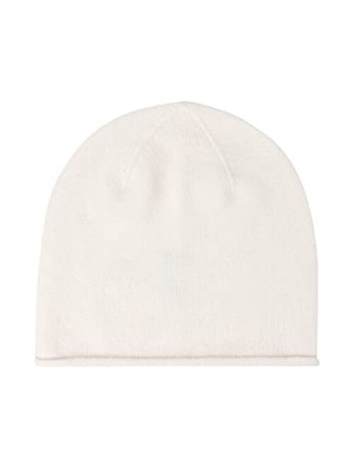 Style Republic Womens 100% Pure Cashmere Slouchy Rolled Beanie, Soft & Stretchy, Warm Ladies Hat for Winter