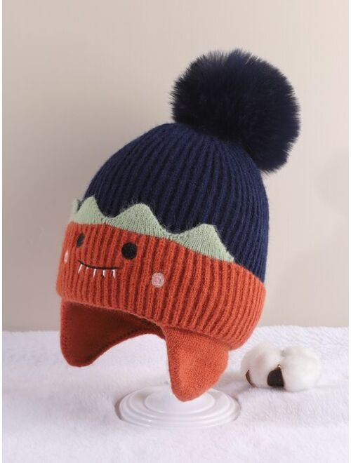 Shein Toddler Kids Cartoon Embroidery Pom Pom Decor Hat