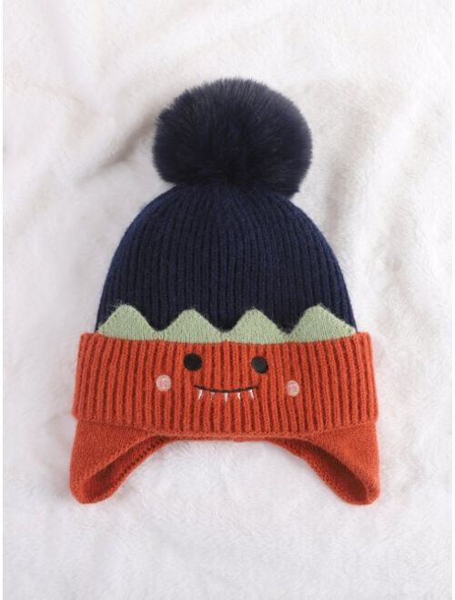 Shein Toddler Kids Cartoon Embroidery Pom Pom Decor Hat