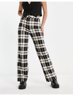 tailored pants in black and white tartan