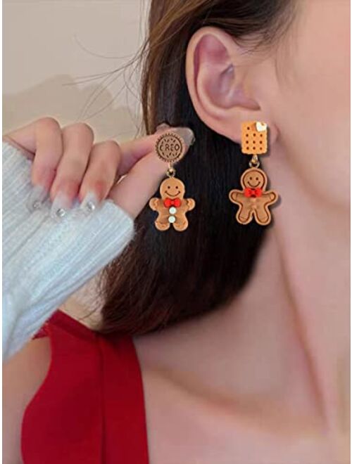 INLOLLY Christmas Earrings for Women Girls Xmas Dangle Drop Earrings Cute Holiday Earrings Jewelry Christmas Party Gift