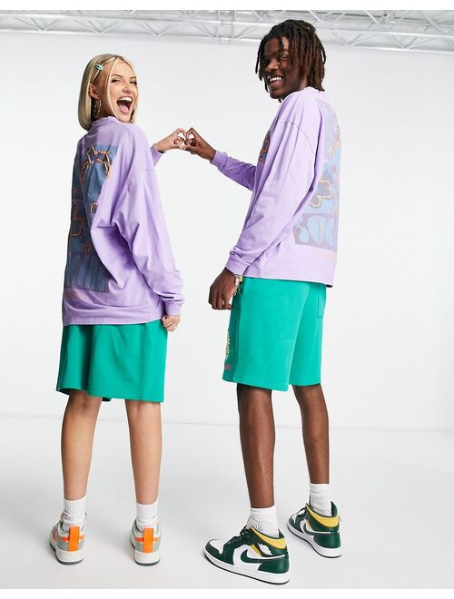 ASOS DESIGN ASOS Daysocial Unisex oversized long sleeve T-shirt with palm back graphic print in purple