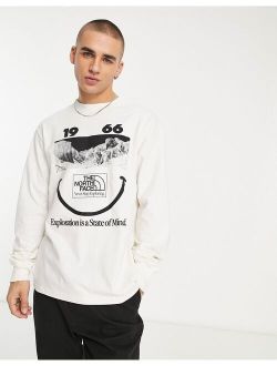 Heavyweight chest print long sleeve T-shirt in off-white