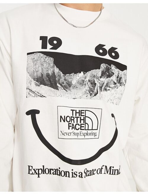The North Face Heavyweight chest print long sleeve T-shirt in off-white
