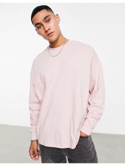 long sleeve oversized t-shirt in washed pink