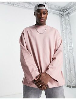long sleeve heavy weight oversized t-shirt in dusty pink