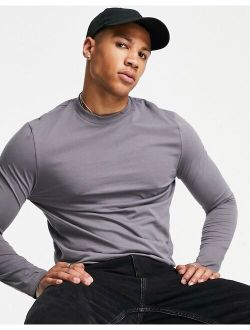 long sleeve t-shirt with crew neck in grey