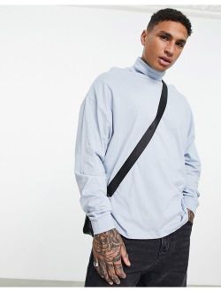 oversized long sleeve turtle neck t-shirt in blue