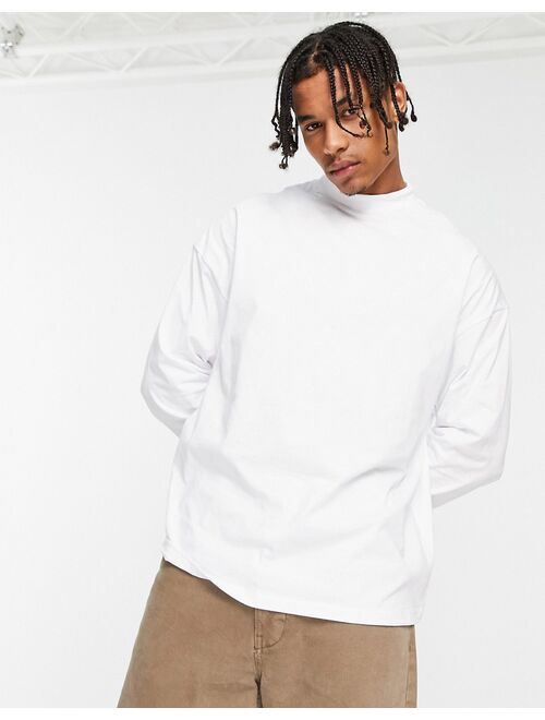ASOS DESIGN oversized long sleeve t-shirt with turtle neck in white
