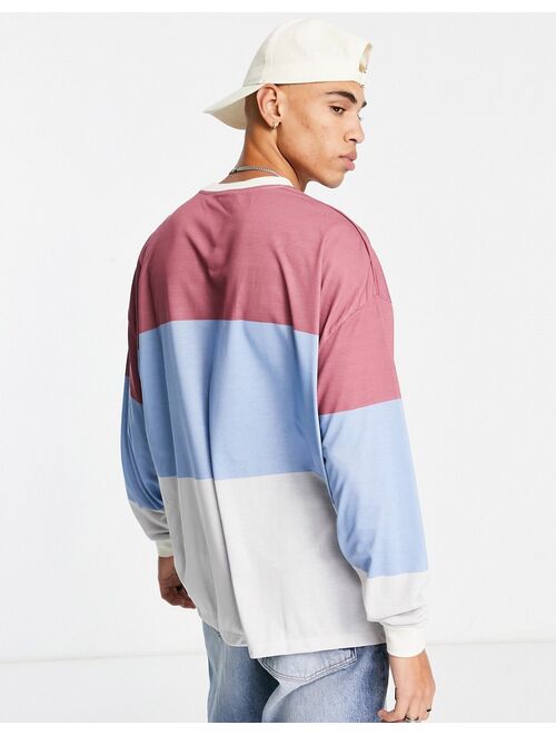ASOS DESIGN oversized long sleeve t-shirt in color block stripe