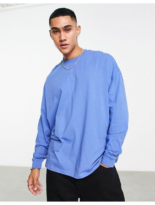 ASOS DESIGN long sleeve oversized t-shirt in blue