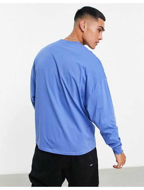 ASOS DESIGN long sleeve oversized t-shirt in blue