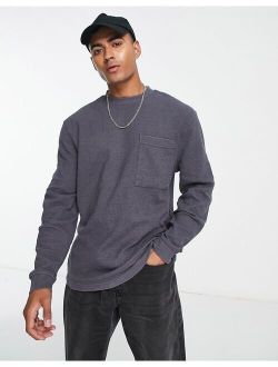 waffle washed T-shirt in dark gray