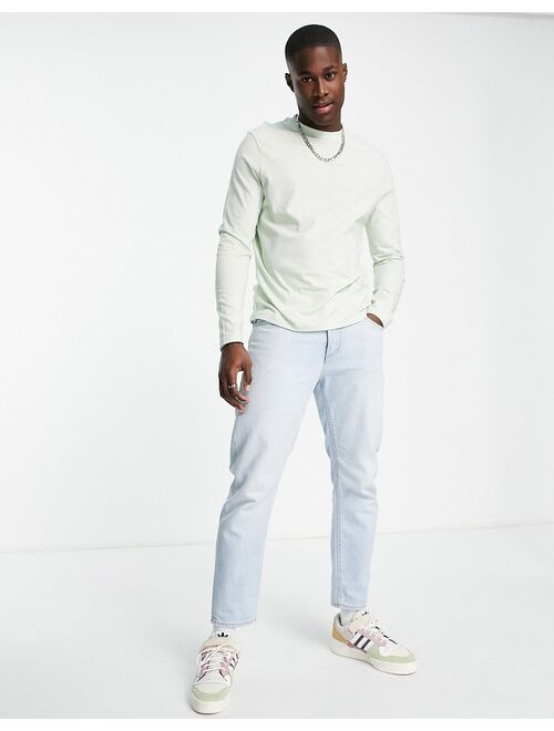 ASOS DESIGN long sleeve T-shirt with crew neck in washed green