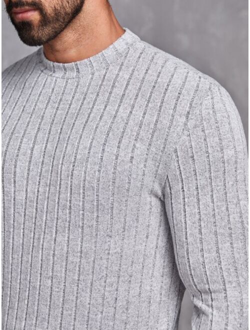 SHEIN Men Mock Neck Ribbed Knit Tee