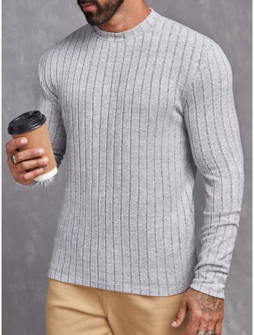 SHEIN Men Mock Neck Ribbed Knit Tee