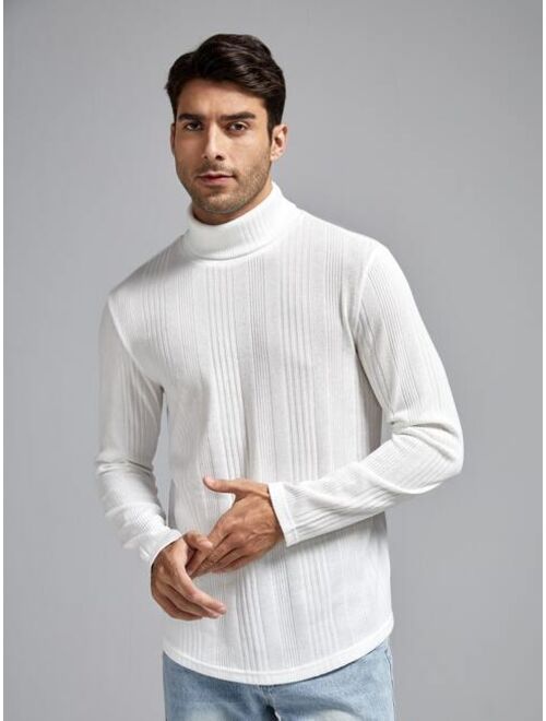 SHEIN Men Turtle Neck Ribbed Knit Tee