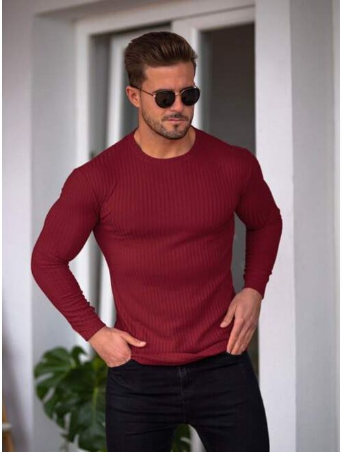 Shein Men Solid Rib Knit Tee