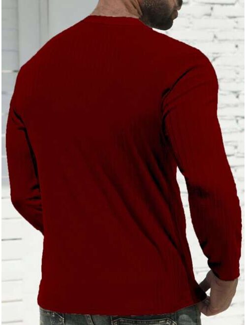 Shein Men Solid Rib Knit Tee