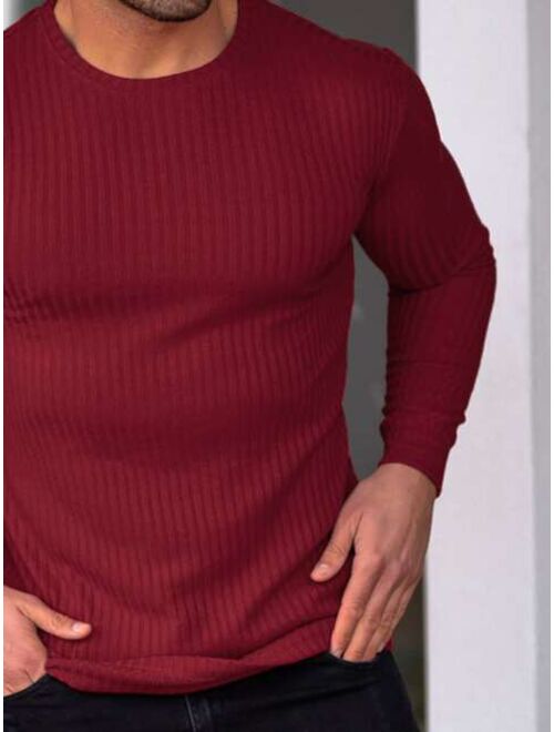 Shein Men Solid Rib Knit Tee