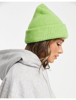 chunky double roll beanie in green
