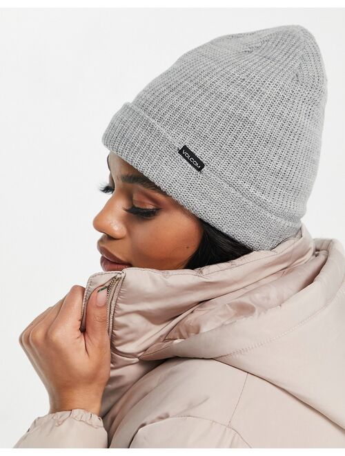 Volcom polar lined beanie in light gray