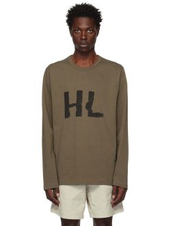 Helmut Lang Green Crumple Long Sleeve T-Shirt
