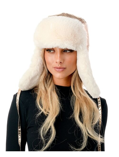 MARCUS ADLER Women's Metallic Faux Fur Trapper Hat