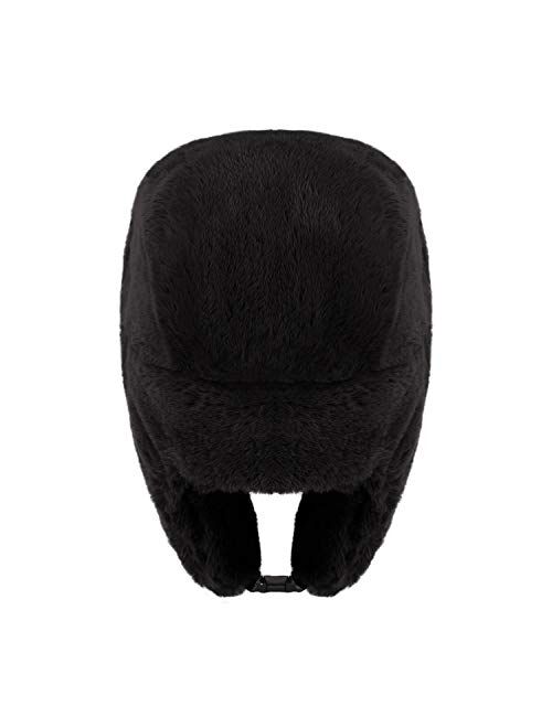 MioCloth Faux Fur Hat Winter Earflap Hat Russian Ushanka Hat Fur Lined Earflap Winter Cap