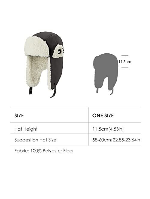 OHRAIN Unisex Waterproof Bomber Hats with Earflaps for Men & Women Winter Cozy Plush Ushanka Russian Hat