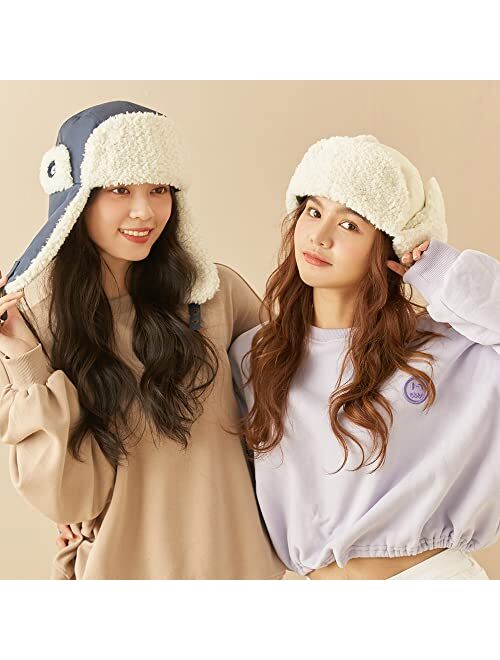 OHRAIN Unisex Waterproof Bomber Hats with Earflaps for Men & Women Winter Cozy Plush Ushanka Russian Hat
