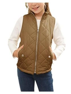 FISACE Girls Lightweight Puffer Vest Stand Collar Zip Quilted Sleeveless Gilet with Pocket