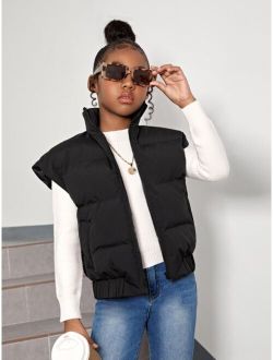 Girls Zipper Vest Puffer Coat