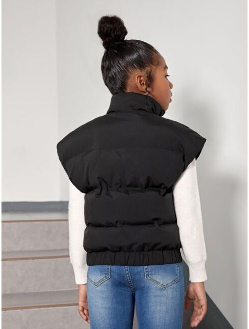 SHEIN Girls Zipper Vest Puffer Coat