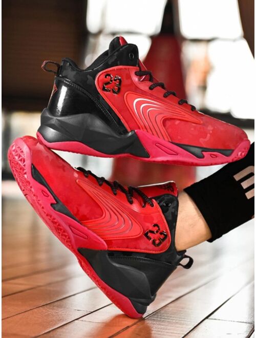 Shein comB&B938 shoes store Men Colorblock Letter Graphic Lace-up Front Basketball Sneakers