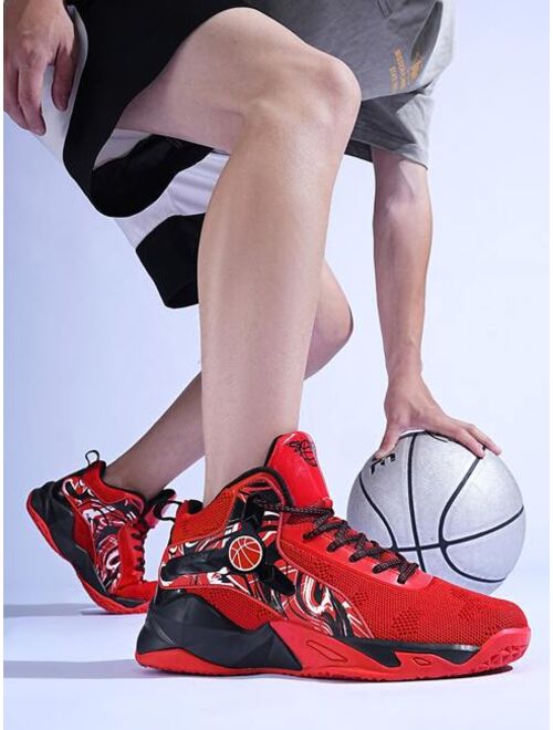 Shein comB&B938 shoes store Men Graphic Lace-up Front Basketball Shoes