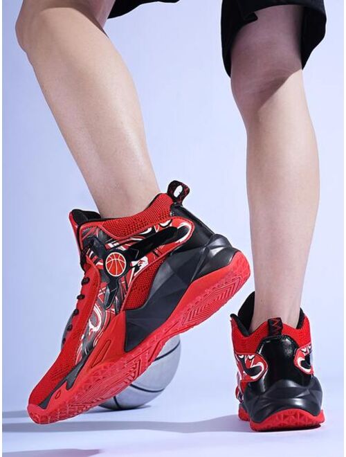 Shein comB&B938 shoes store Men Graphic Lace-up Front Basketball Shoes