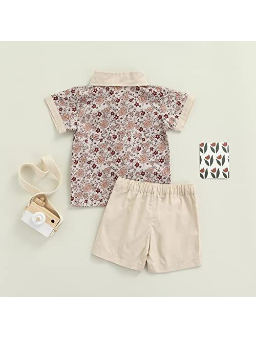 Biivrii Toddler Baby Boy Clothes Set Short Sleeve Shirt Shorts Set Summer Outfits 2 Piece Kids Suit Infant Floral Hawaiian Outfit