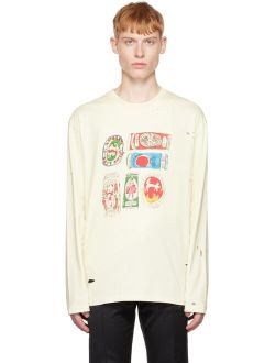 Charles Jeffrey Loverboy Off-White Distressed Long Sleeve T-Shirt